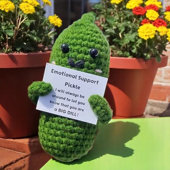 Handmade Emotional Support Pickle Plush Funny Stress Relief Desk Buddy Big Dill - Picture 6 of 11